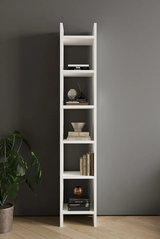 5 RAFLI KİTAPLIK BEYAZ